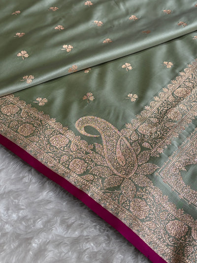 Banarasi Pastel Mehandi Booti Katan Silk Saree SK09