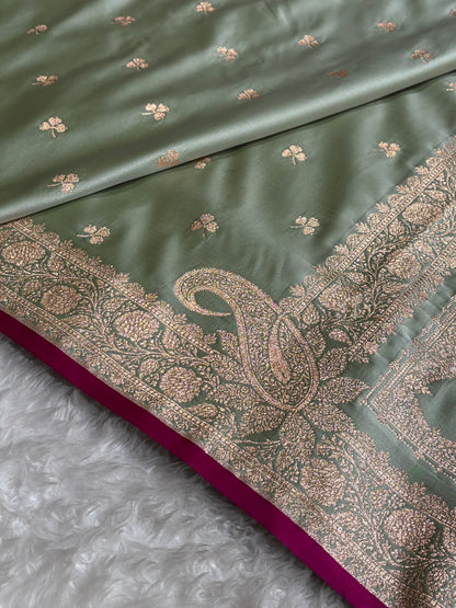 Banarasi Pista Booti Katan Silk Saree SK09