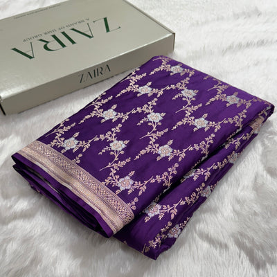 Purple Rupa Sona Jaal Mashru Silk Saree