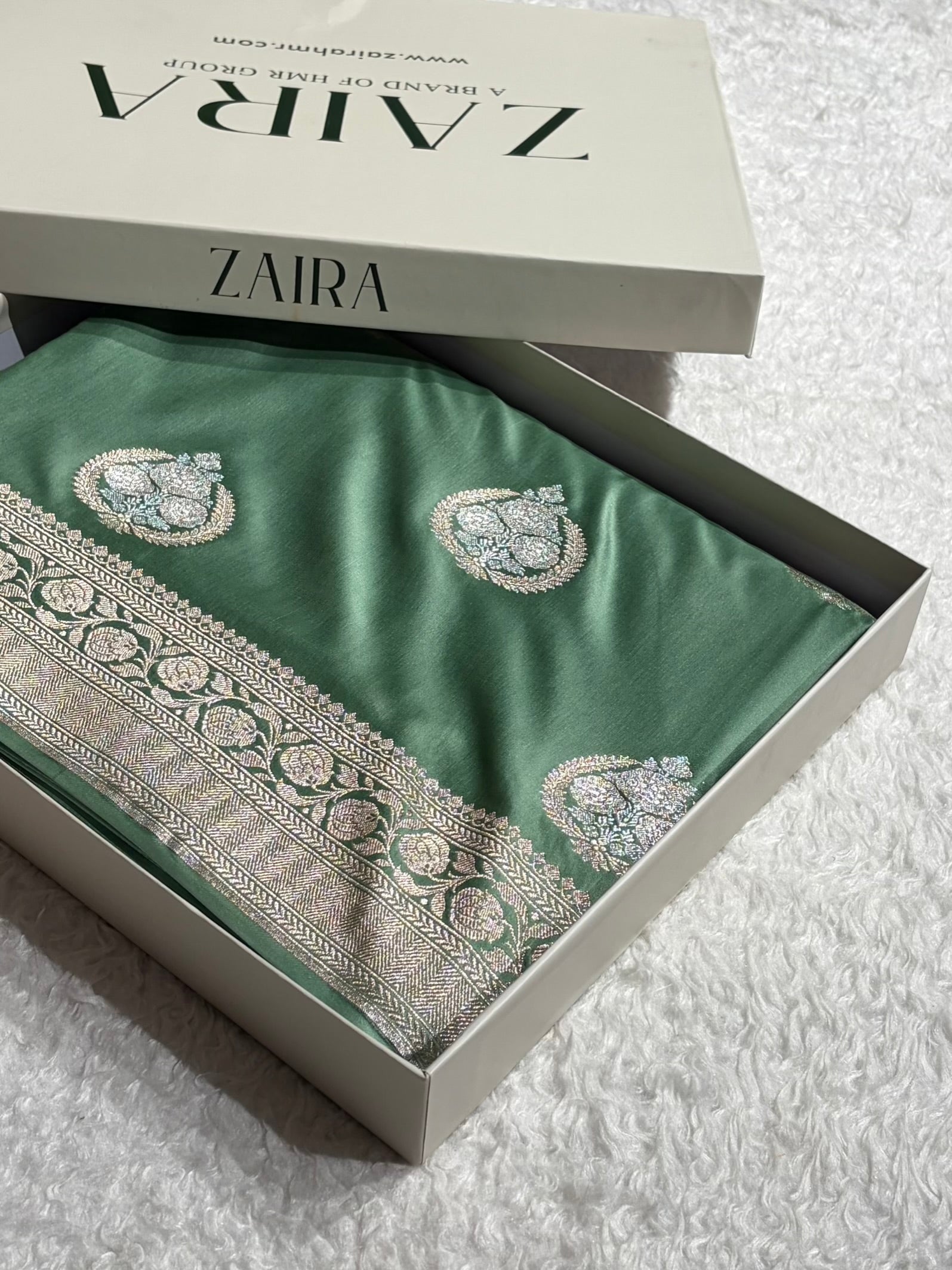 Sea Green Sona Rupa Floral Motif Mashru Silk Saree MCS35