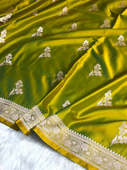 Liril Mehendi Boota With Floral Border Mashru Silk Saree MSM-97