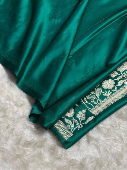 Banarasi Peacock Boota With Floral Border Mashru Silk Saree MSM-85