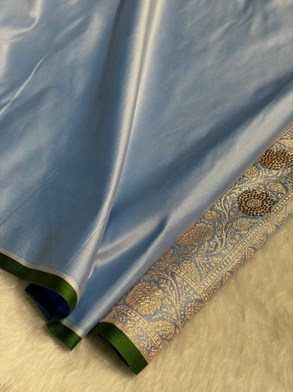Sky Blue Booti With Swarovski Work & Gotta Patti Katan Silk Saree BSKGP09