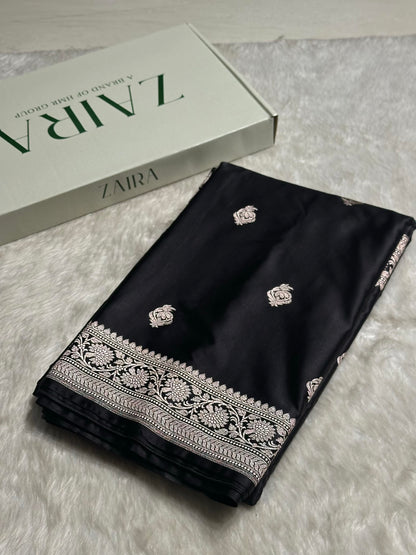 Black Boota Mashru Silk Saree MS25