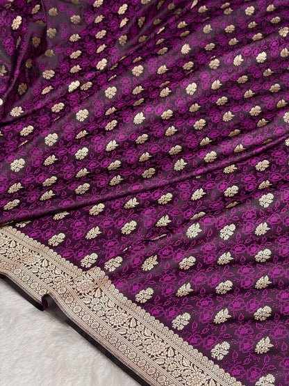 Dark Magenta Shades Tanchoi Motif Mashru Silk Saree MST-10