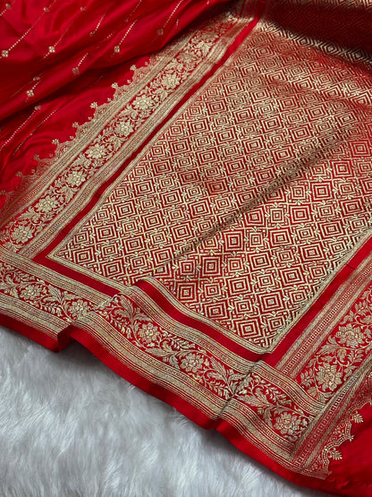Bridal Red Shades Satin Katan Silk Saree SK63