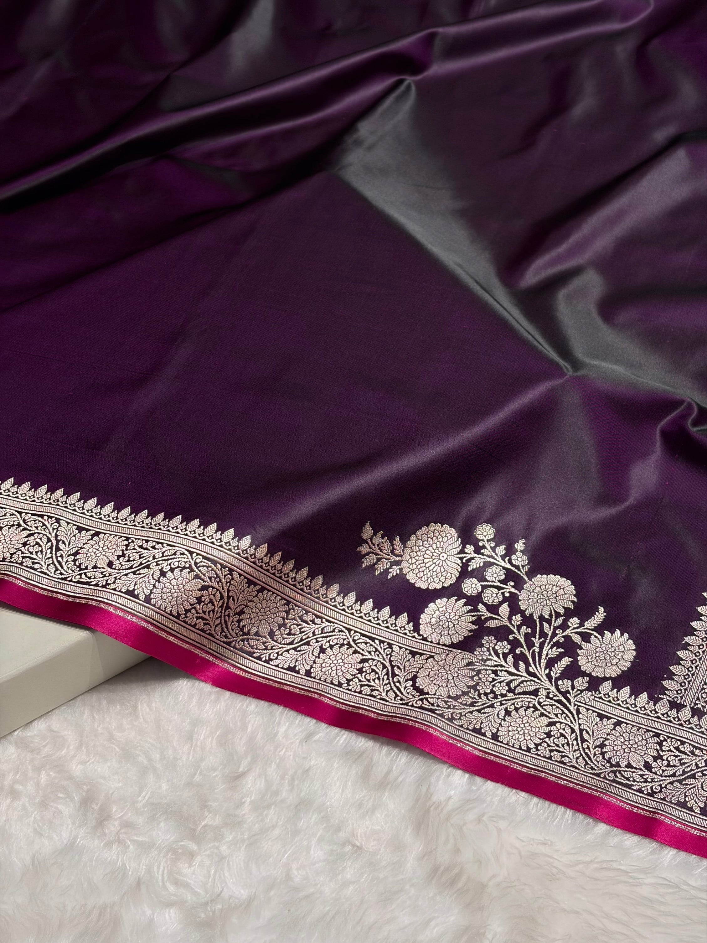 Wine Shades Floral Border Mashru Silk Saree MSM-62