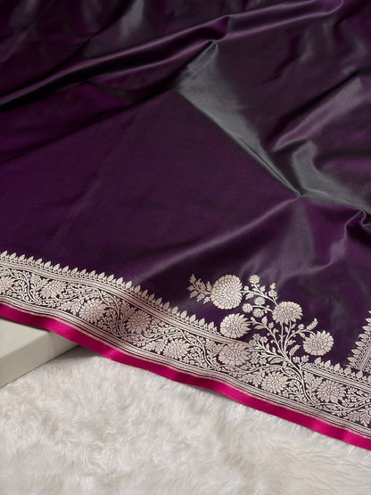 Wine Shades Floral Border Mashru Silk Saree MSM-62