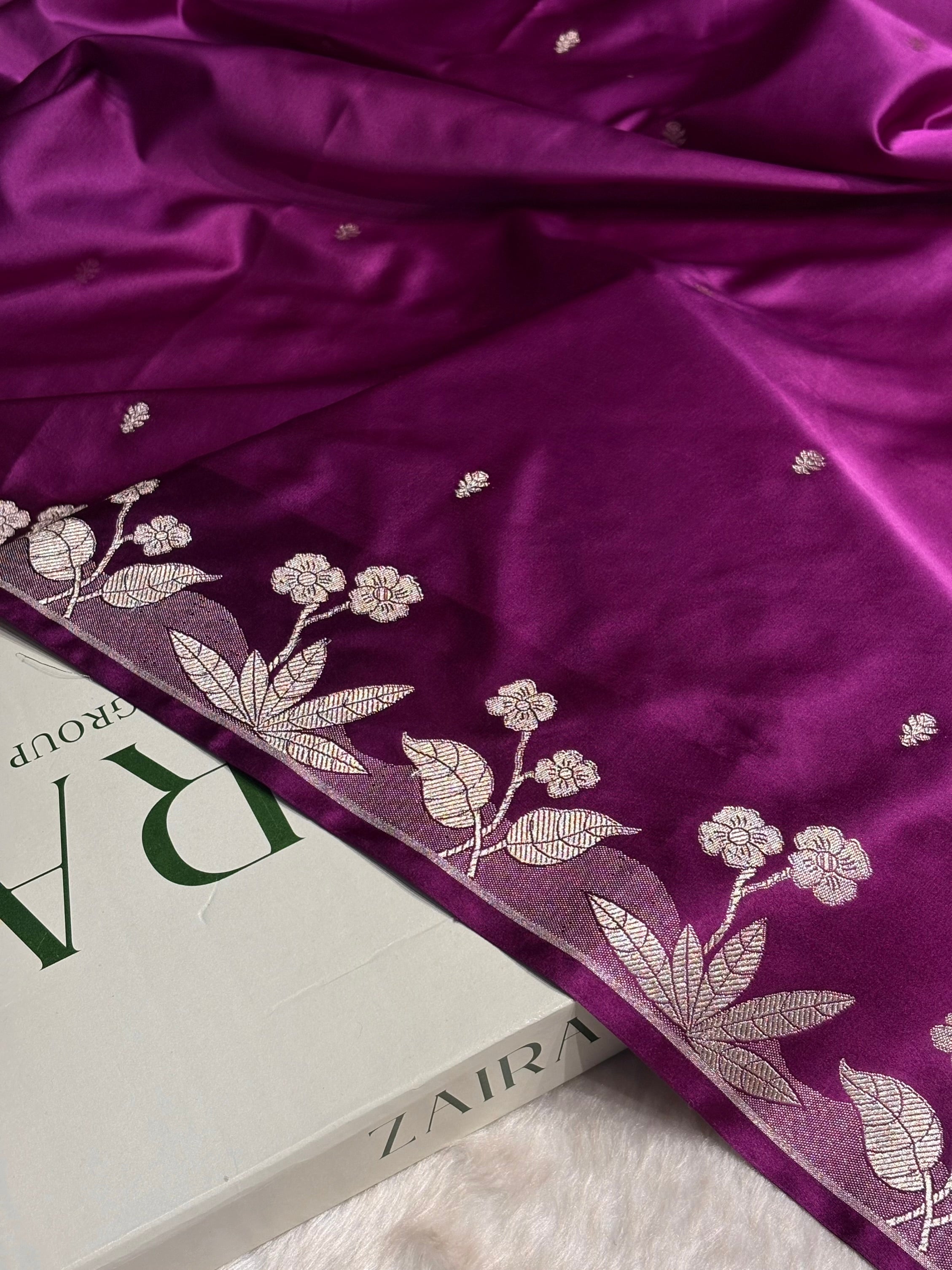 Banarasi Wine Booti Mashru Silk Saree MS58