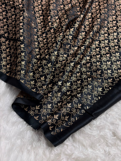 Black Shades Banarasi With Floral Border Mashru Silk Saree MSM-126