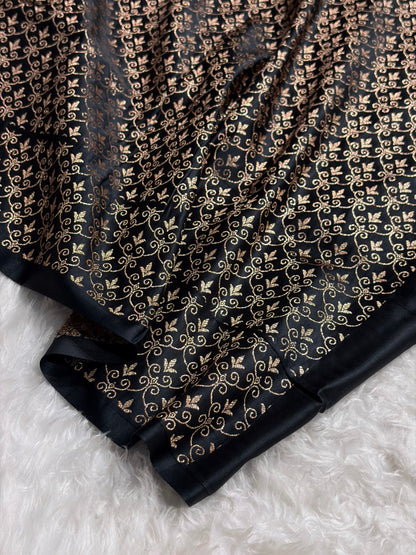 Black Shades Banarasi With Floral Border Mashru Silk Saree MSM-126