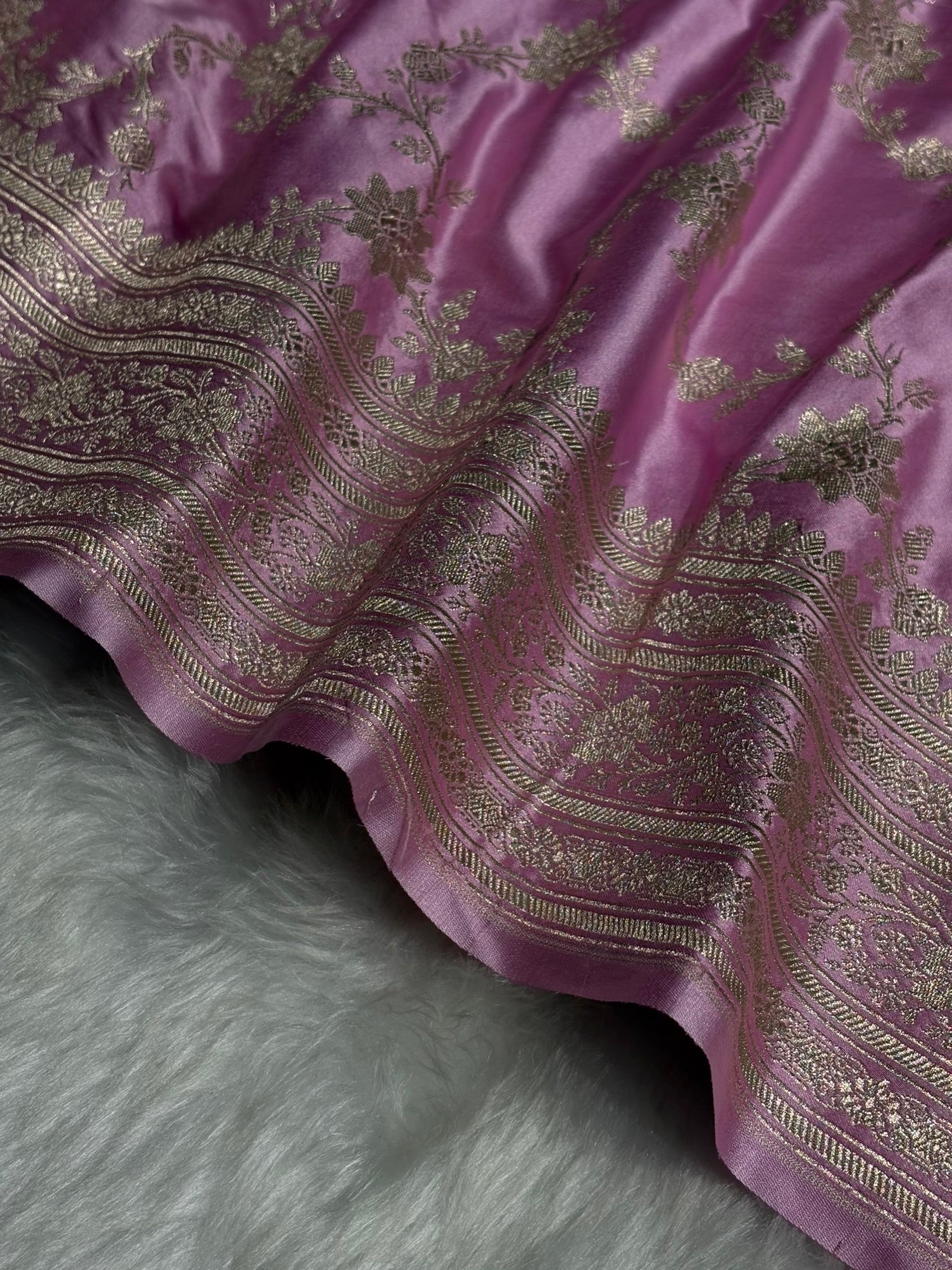 Blush Pink Floral Jaal Mashru Silk Saree