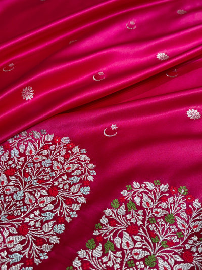 Rani Shades Banarasi With Floral Minakari Pattern Mashru Silk Saree MSM-131