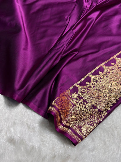 Banarasi Satin Katan Saree With Boota in Wine Shades SK99