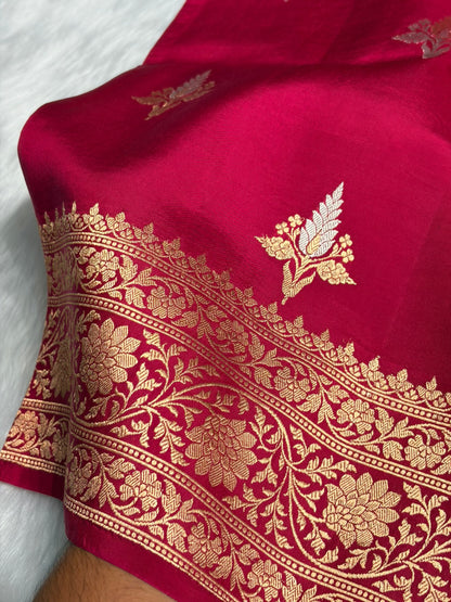 Ruby Pink Shades Boota Handwoven Pure Katan Raw Mango Silk RM-18