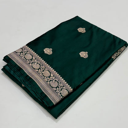 Bottle Green Mashru Silk Boota