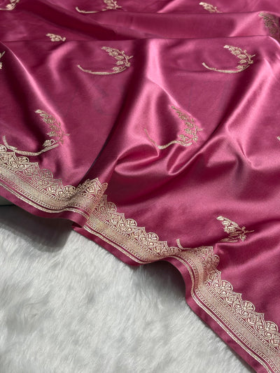 Mauve Pink Shades Unique Motif Mashru Silk Saree MCS47
