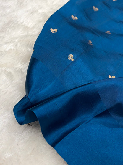 Banarasi German Blue Shades Minakari Boota Handwoven Pure Paper Silk RM-78