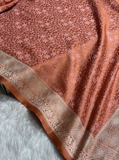 Peach Shades Tanchoi Motif Mashru Silk Saree MST-15
