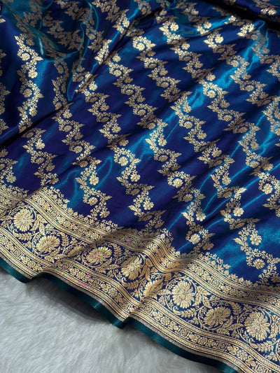 Peacock Shades Banarasi Satin Silk Saree SS32