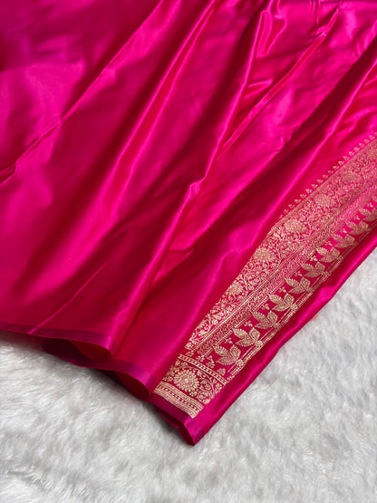 Banarasi Satin Katan Saree in Contrast Mustard / Rani Shades SK131 n