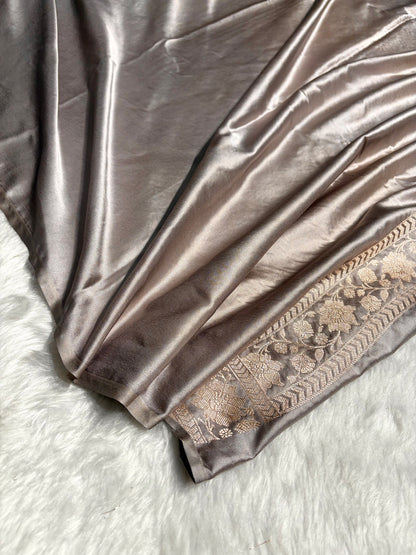 Gray Shade Minakari with Jaal Pattern Mashru Silk Saree MS56