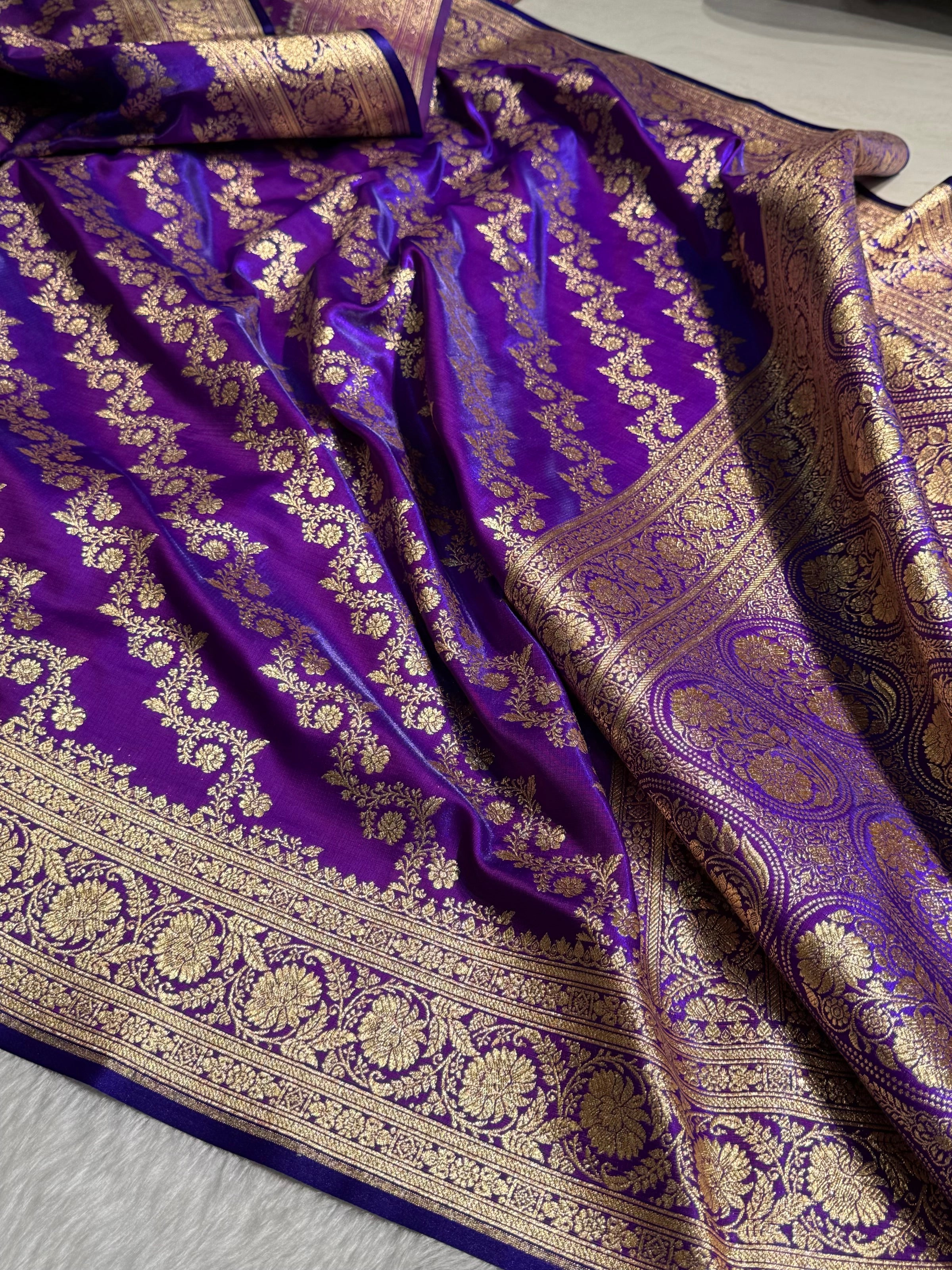 Purple Shades Banarasi Satin Silk Saree SS32