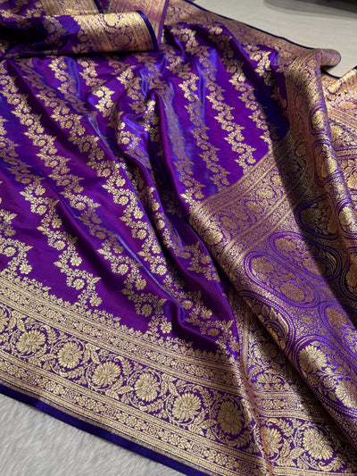 Purple Shades Banarasi Satin Silk Saree SS32