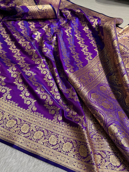 Purple Shades Banarasi Satin Silk Saree SS32