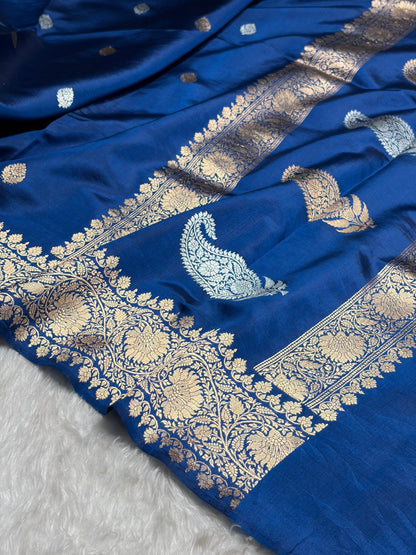 German Blue Boota Handwoven Pure Katan Paper Silk RM-33