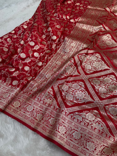 Light Wight Satin Silk Jaal in Red Shades SS17