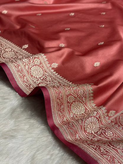 Peach Shades Booti Mashru Silk Saree MS68