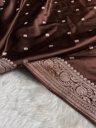 Ombre Light Chocolate Booti Mashru Silk Saree MCS10