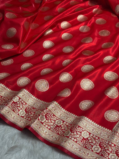 Red Shades Banarasi Satin Silk Saree SS33
