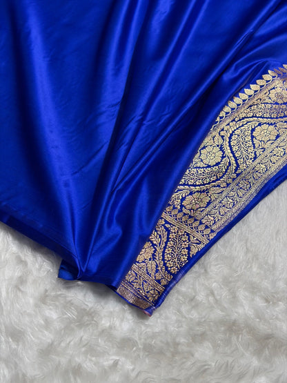 Royal Blue with Boota Pattern Satin Katan Silk Saree SK67