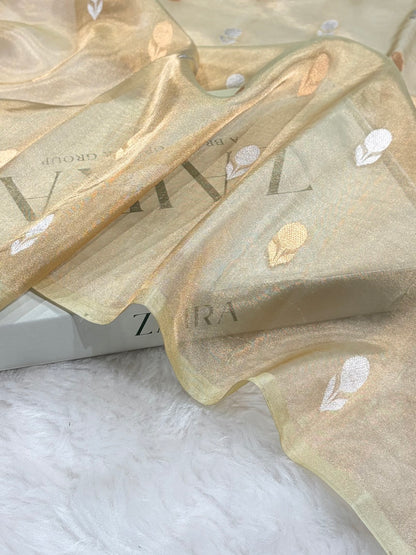 Tusser Bananasi Floral Shades Pure Tissue Silk Saree PT-50