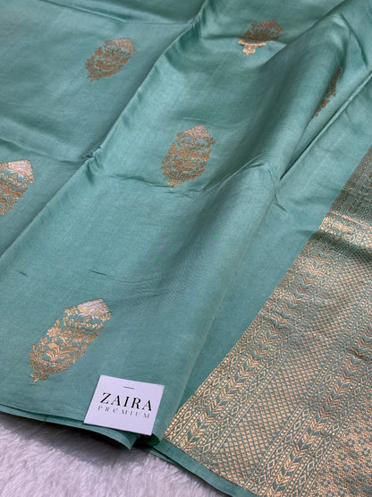 Aqua Blue Meena Boota Handwoven Paper Mango silk