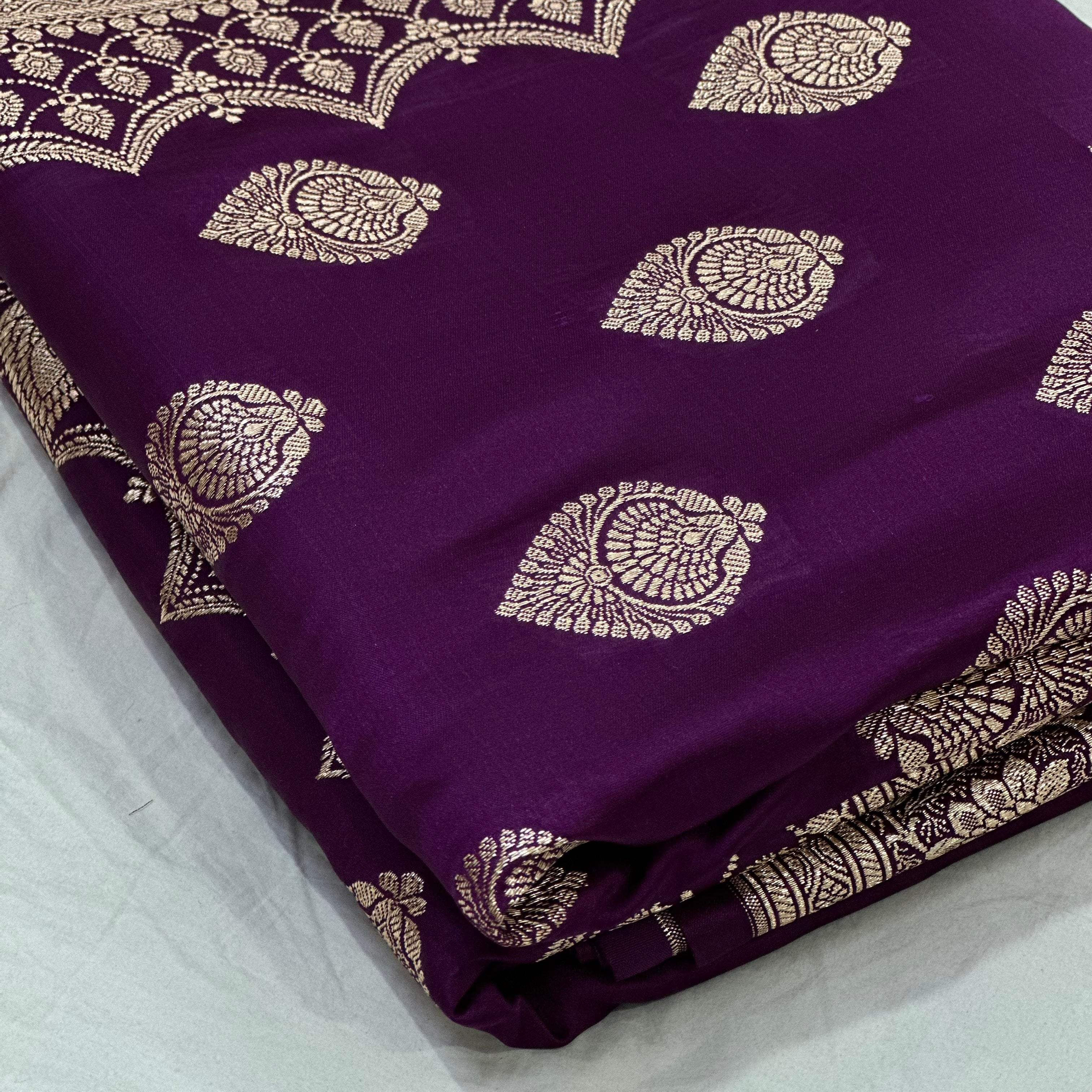 Boota Katan Silk Saree In Purple Shades