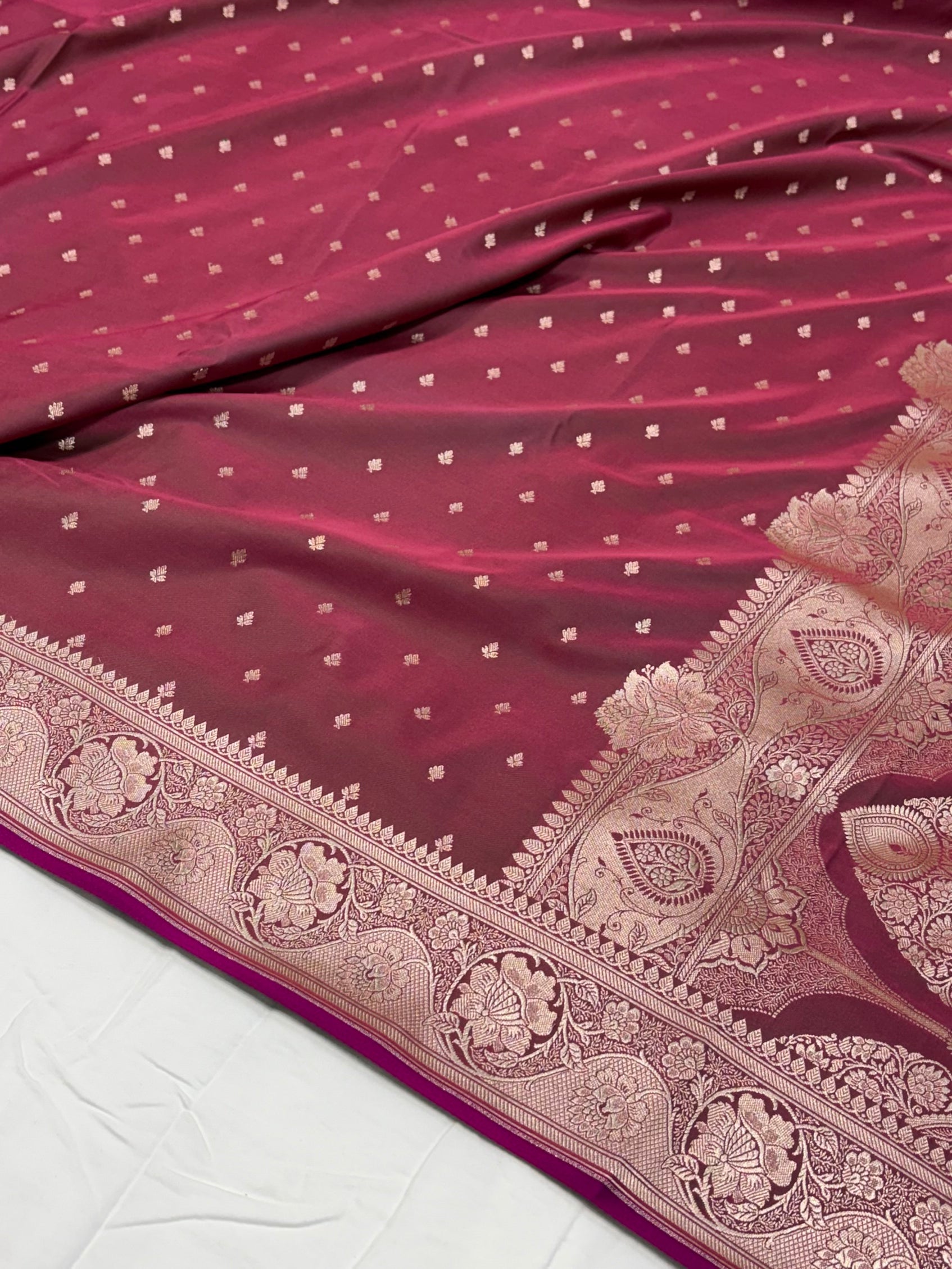 Rusty Mauve Shade With Booti Pattern Mashru Silk Saree