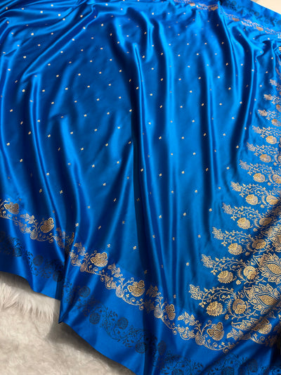 Banarasi Blue Satin Katan with Tanchoi Pattern SK163