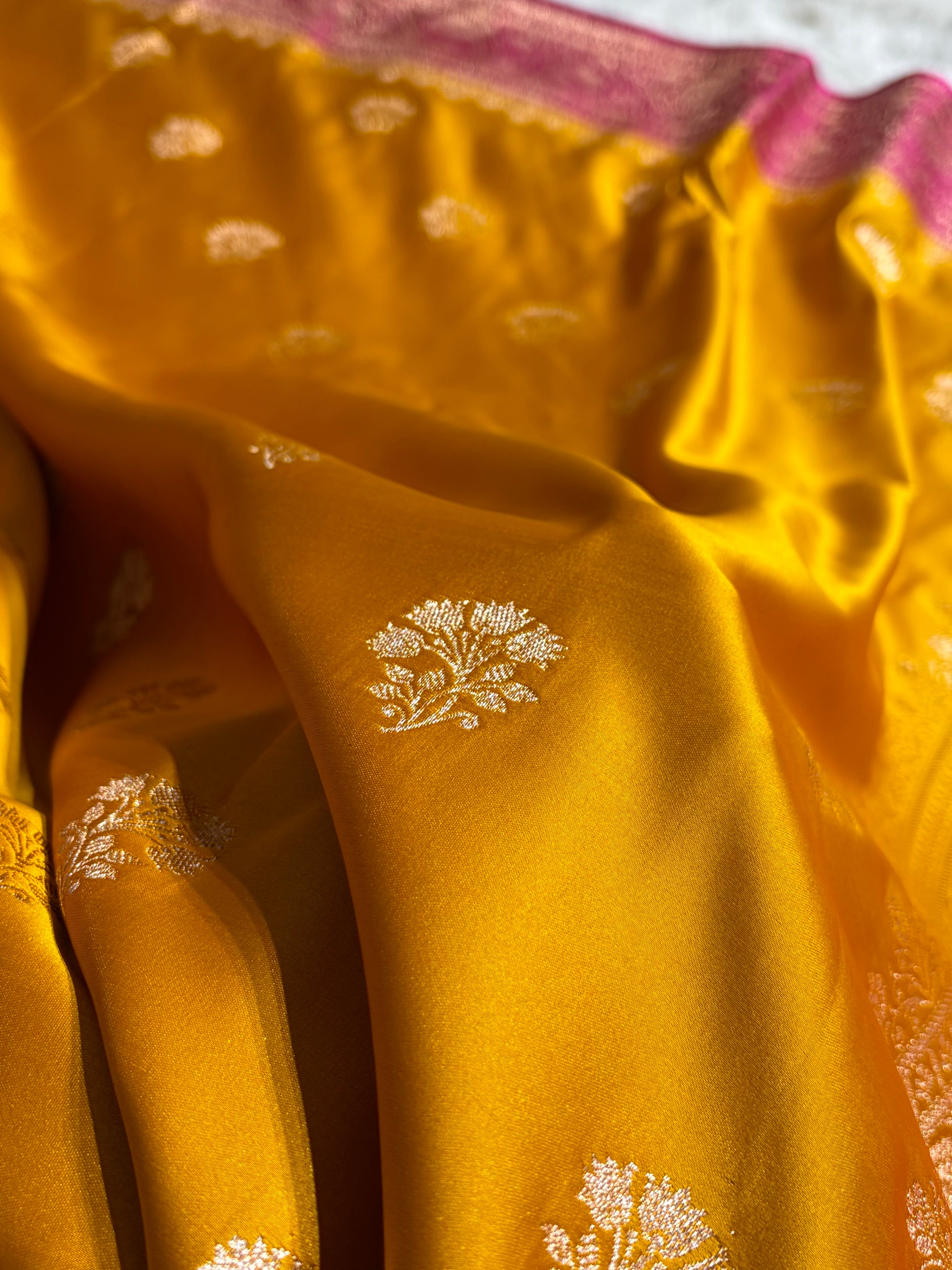 Mustard - Rani Banarasi Boota Katan Silk Saree SKM29