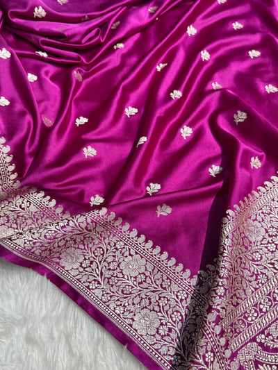 Wine floral Booti Mashru Silk Saree MCS40