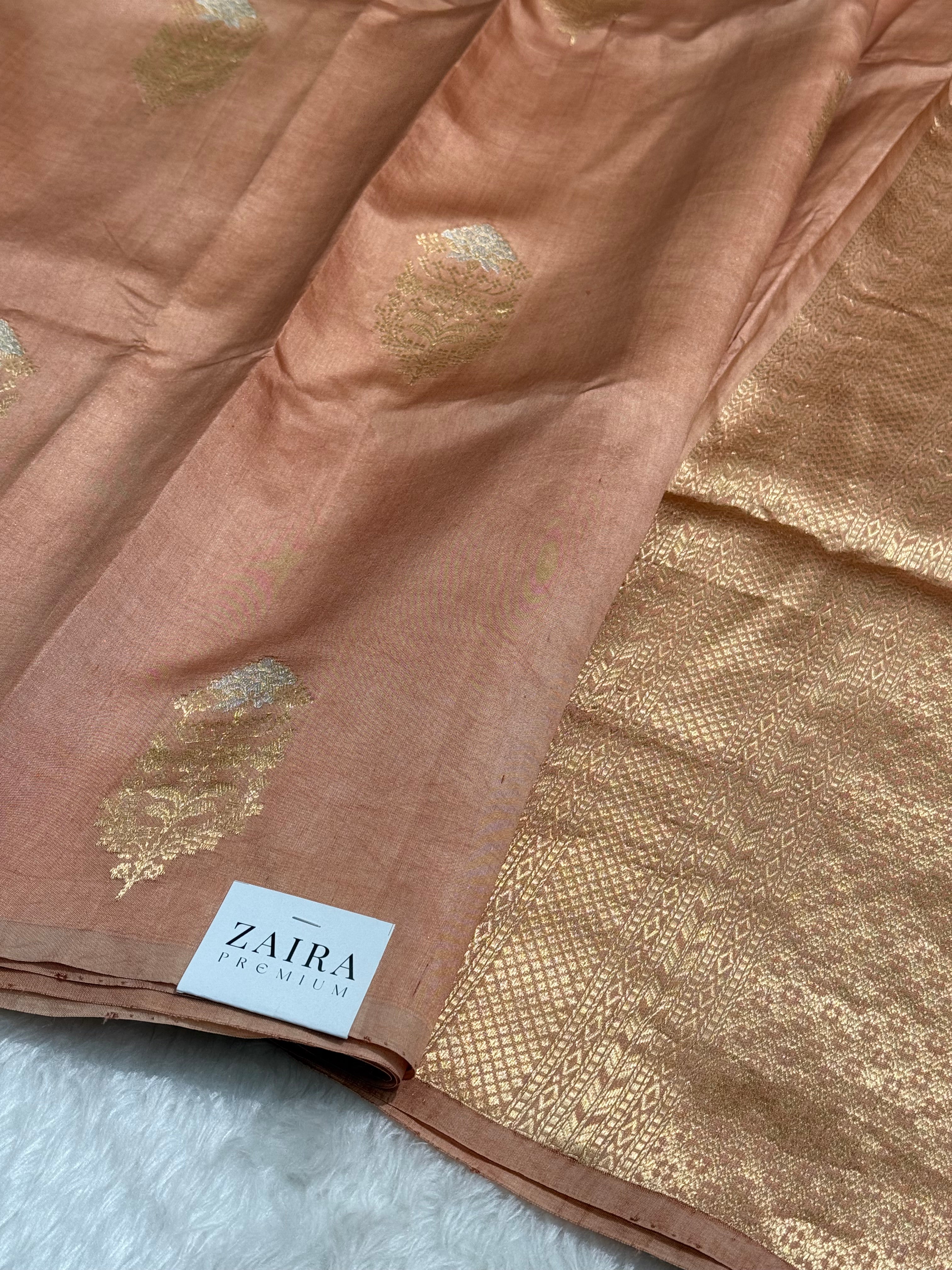 Brownish Pink Meena Boota Handwoven Paper Mango silk