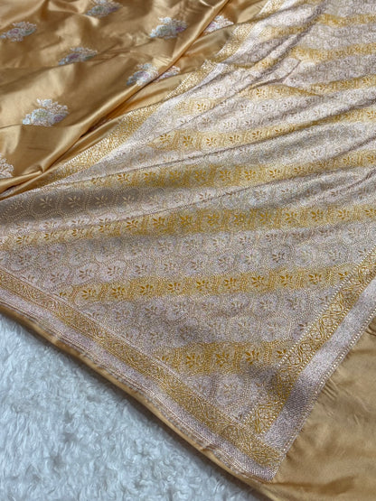 Tusser Sona Rupa Minakari Floral Motif Mashru Silk Saree MS50