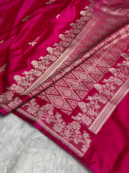 Cross Rani  Floral Boota Mashru Silk Saree MSM-43