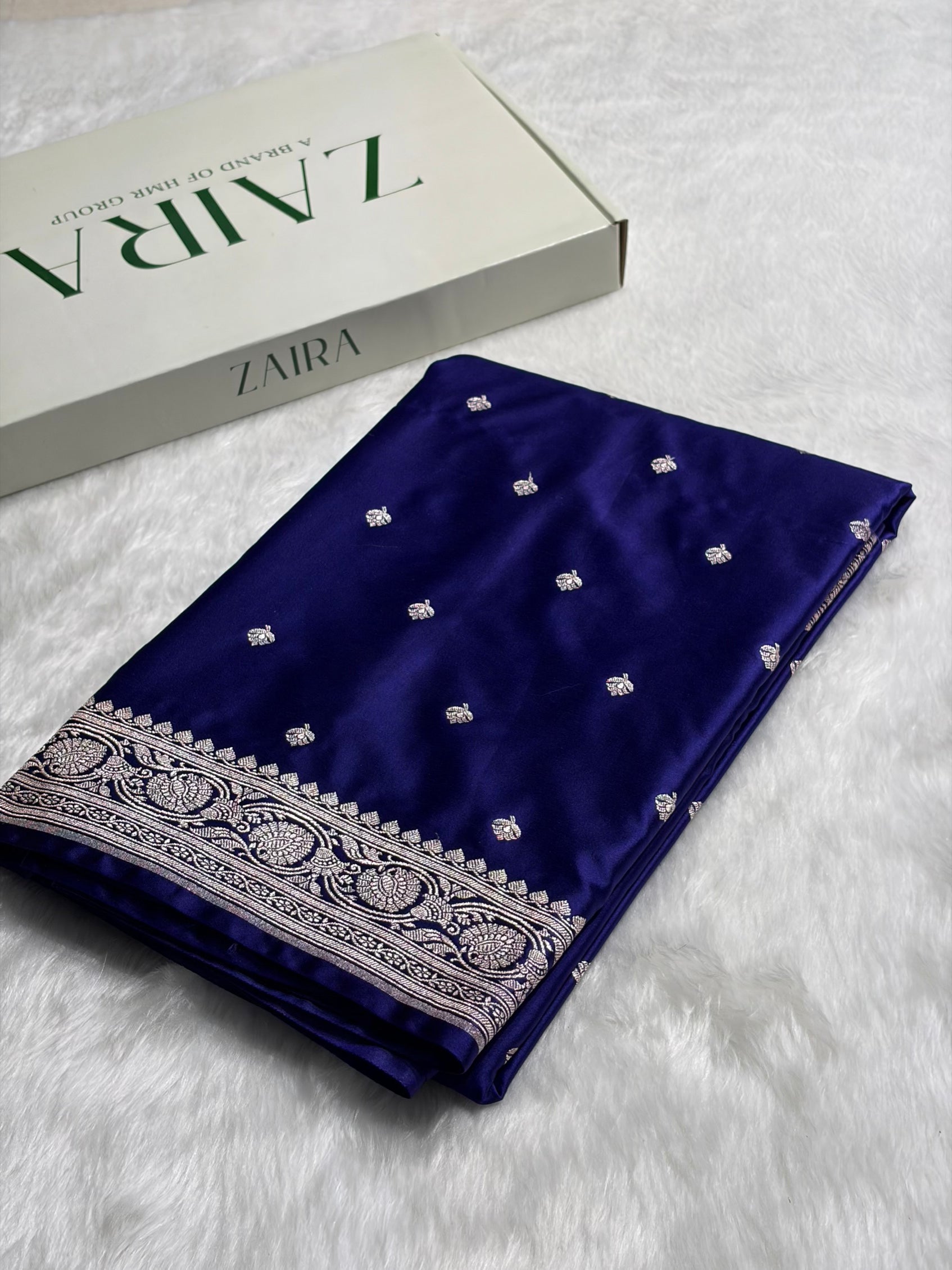 Banarasi Royal Blue Minakari Booti Mashru Silk Saree MS10