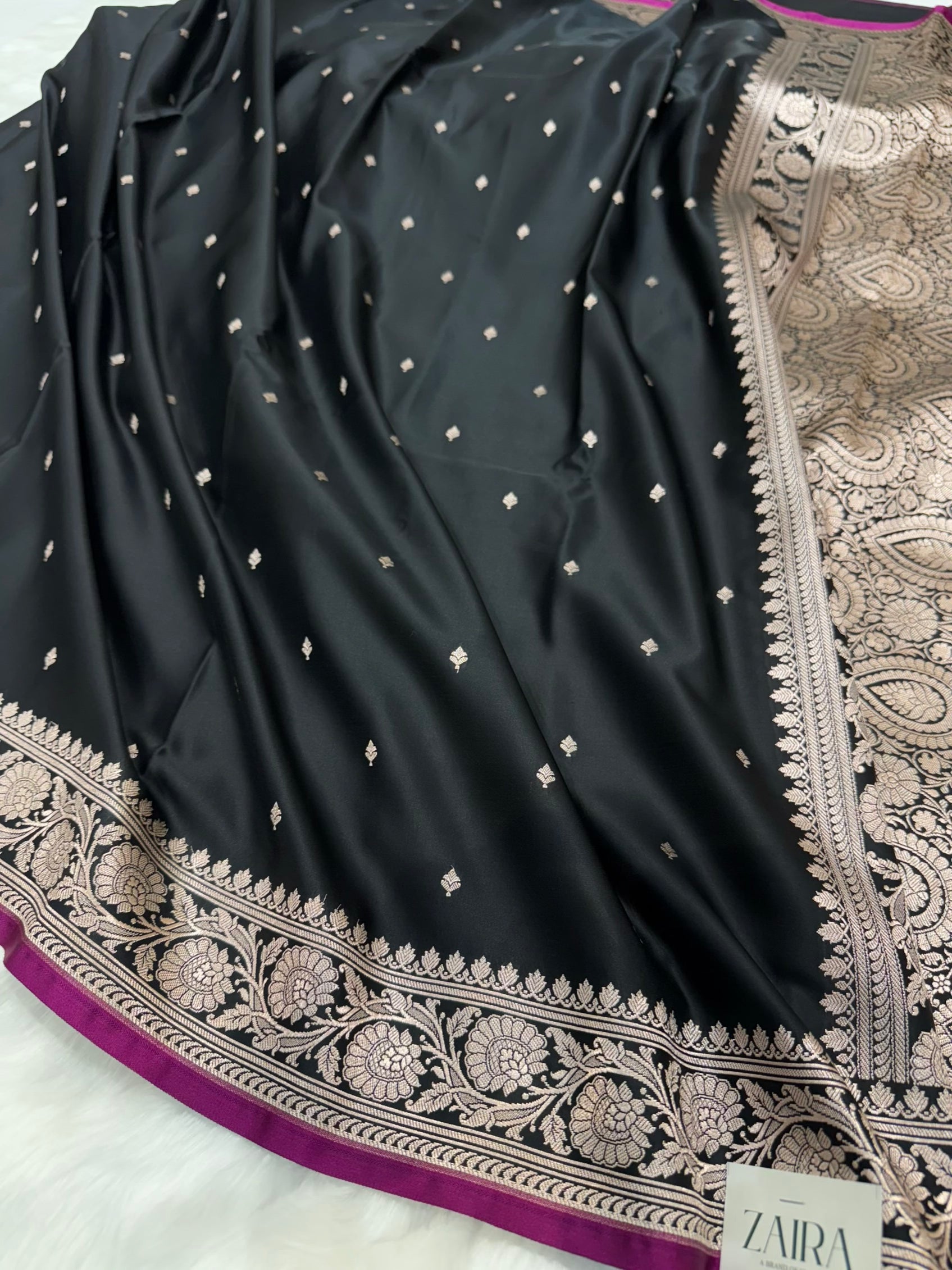Black Shades Floral Mashru Silk Saree MSM 71