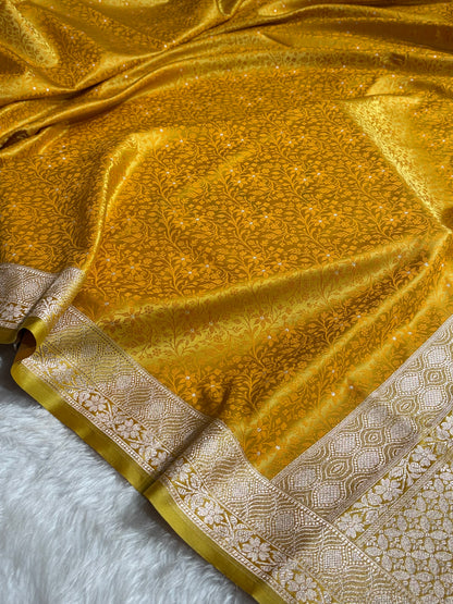 Mustard Shades Tanchoi Motif Mashru Silk Saree MST-15