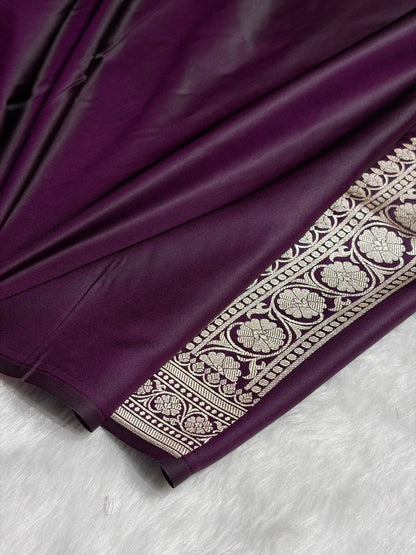 Dark Magenta Shades Tanchoi Motif Mashru Silk Saree MST-13