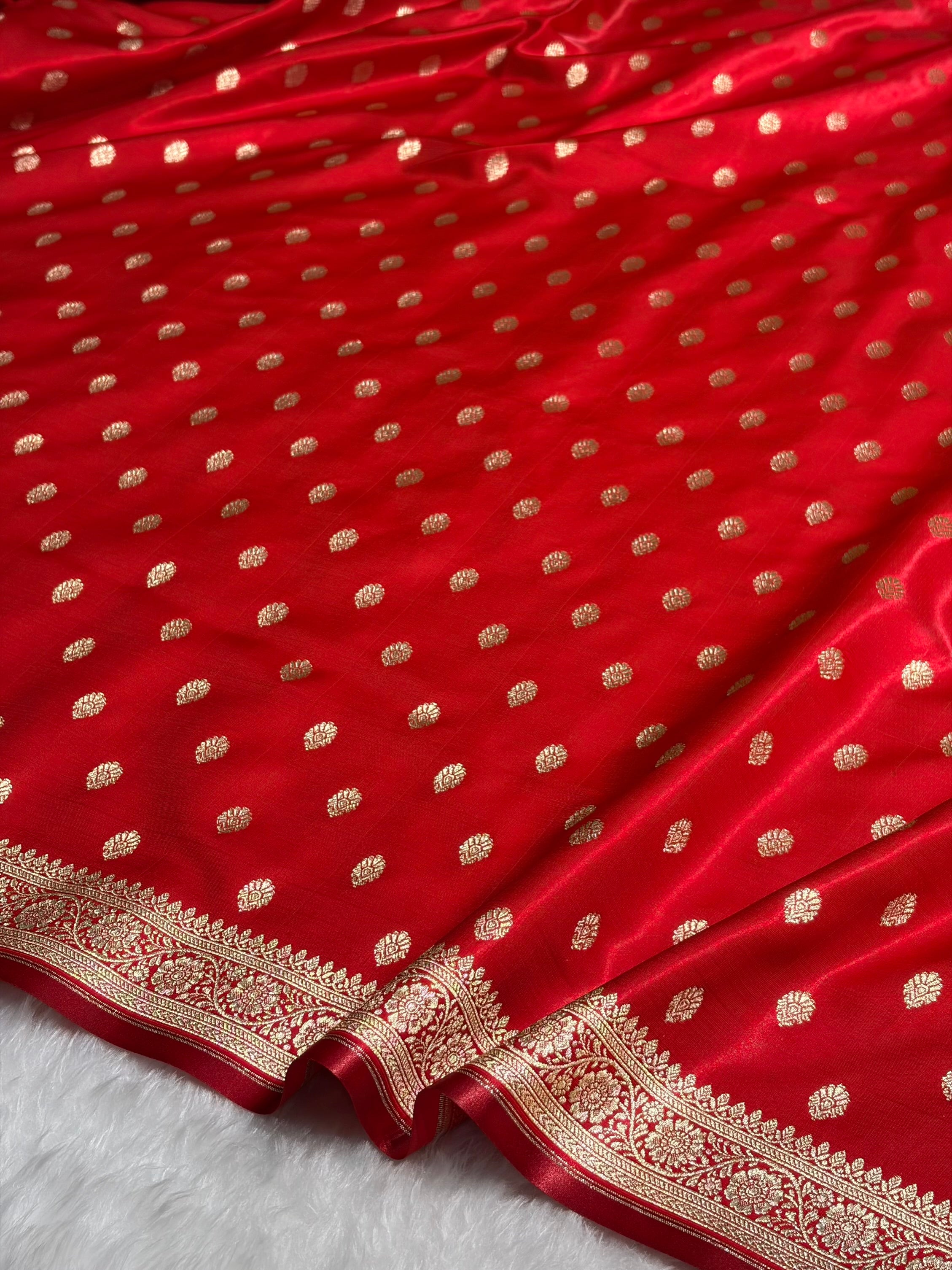 Red Shades Banarasi Satin Silk Saree SS36
